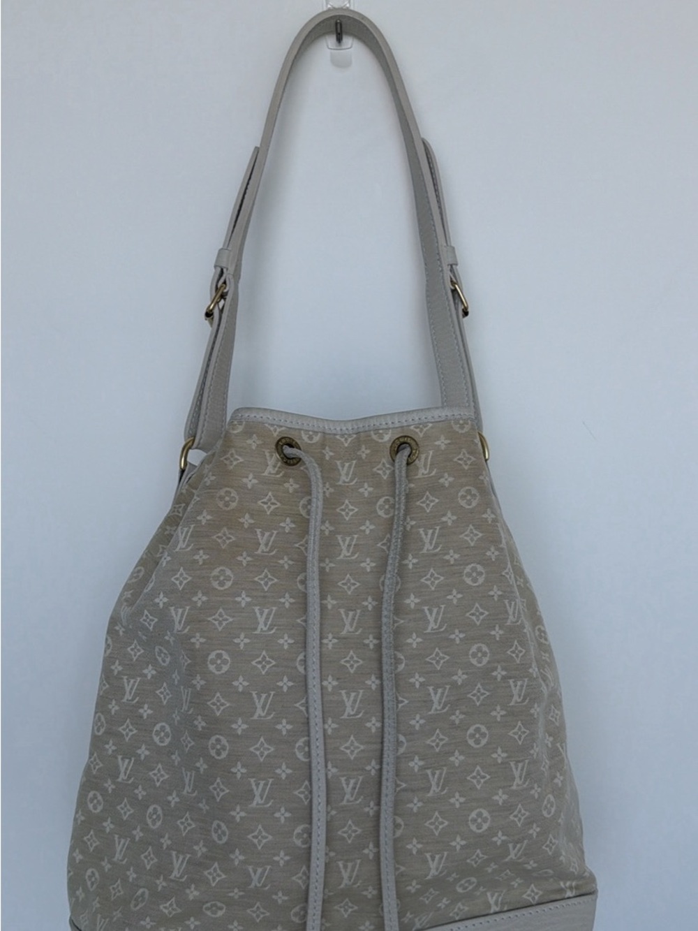 Louis Vuitton Beige Monogram Mini Lin Noe Bucket Bag with Light Leather Trim